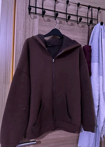 Kahverengi Fermuarlı Kadın Sweatshirt