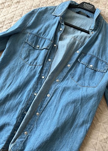 LC Waikiki Düğmeli Mavi Denim Kadın Gömlek