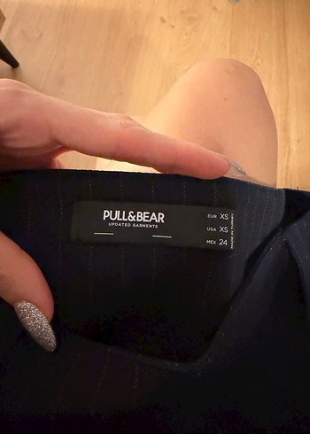 Kadın Lacivert Pilili Mini Etek - Görsel 2