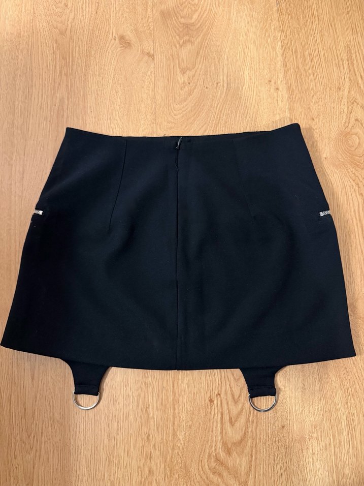 Fermuarlı Siyah Mini Etek - Görsel 2