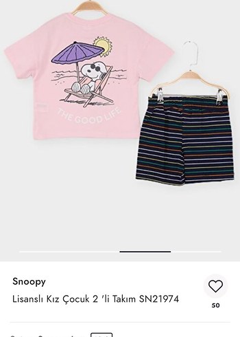 Snoopy Lisanslı Kız Çocuk 2'li Takım