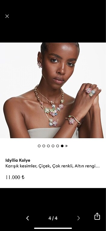 Beden altın Renk Swarovski ıdyllia kolye