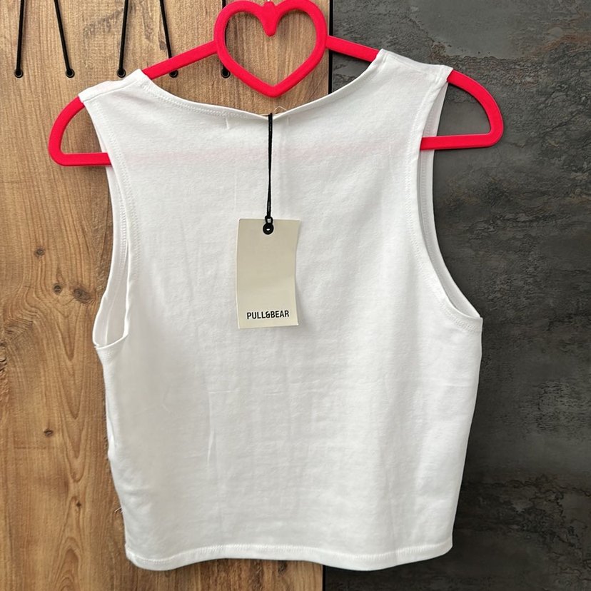 Beyaz Pamuklu Basic Kolsuz Kadın Atlet - Görsel 2