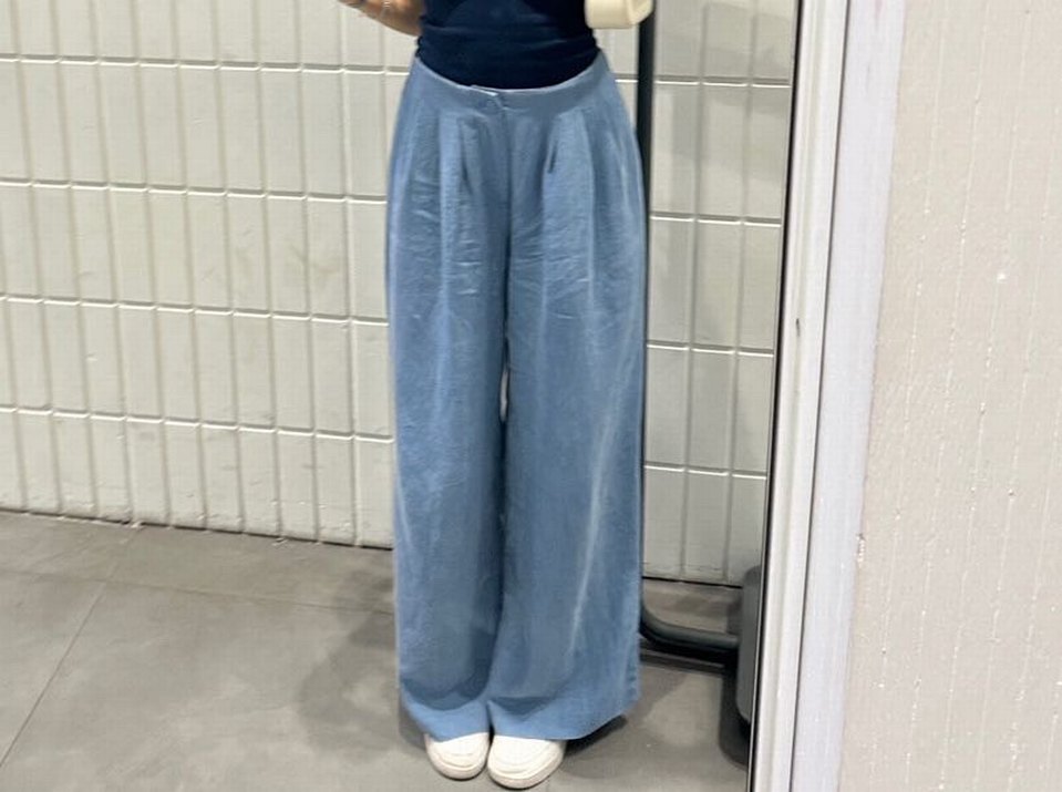 Mavi Pilili Rahat Kesim Kadın Pantolon - Görsel 4