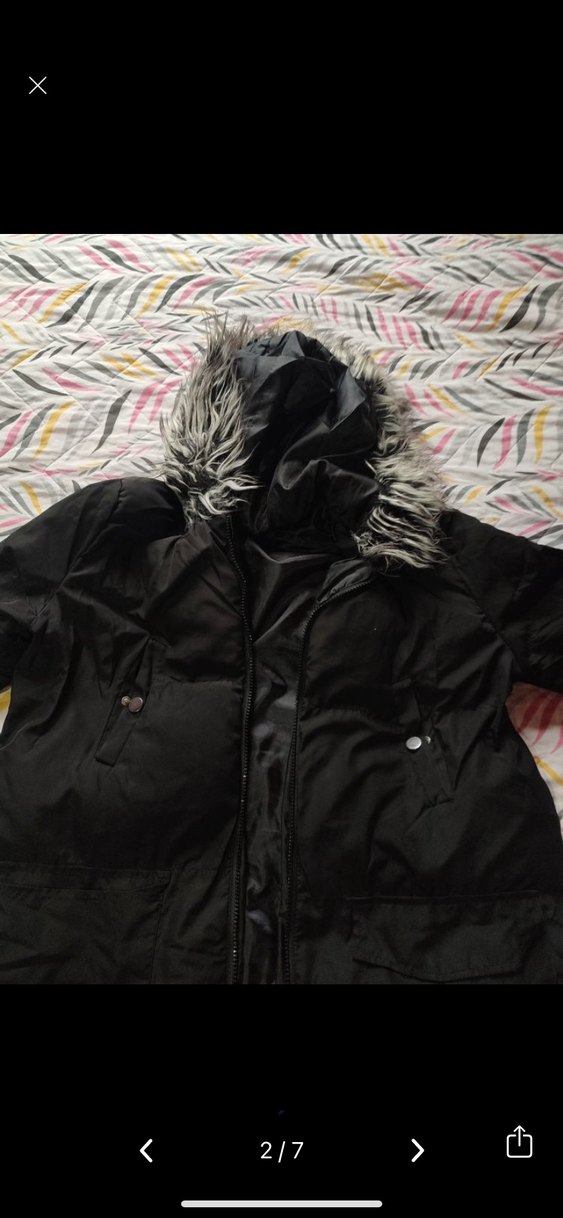 Kadın Siyah Uzun Kürklü Kışlık Mont - Görsel 2