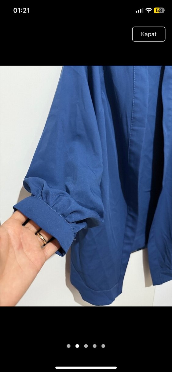 Kadın Mavi Midi Rahat Kesim Ceket - Görsel 2