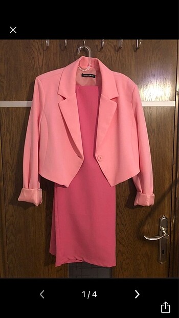 Pembe ceket pantolon takım