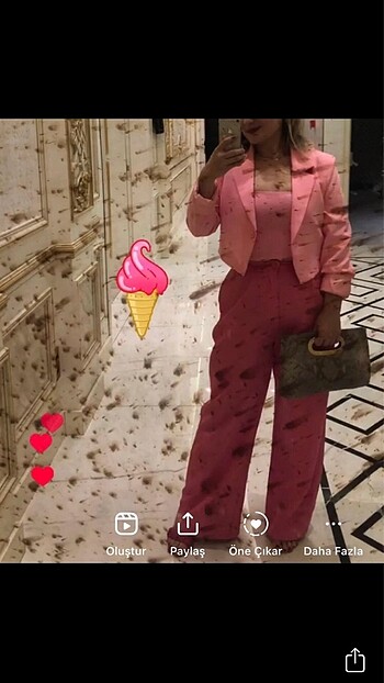 Stradivarius Pembe ceket pantolon takım
