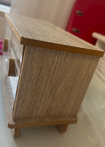 Bej ve Gri Desenli Ahşap Makyaj Organizer - Görsel 3