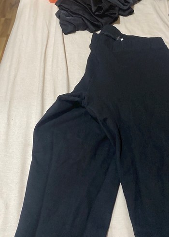 Siyah Keten Kadın Pantolon Midi Boy