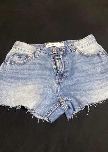 Kadın Mavi Batik Desenli Mini Denim Şort - Görsel 2