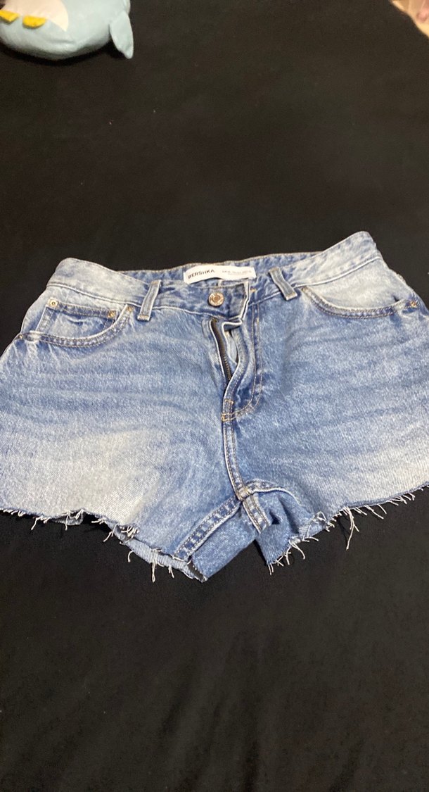 Kadın Mavi Batik Desenli Mini Denim Şort - Görsel 2