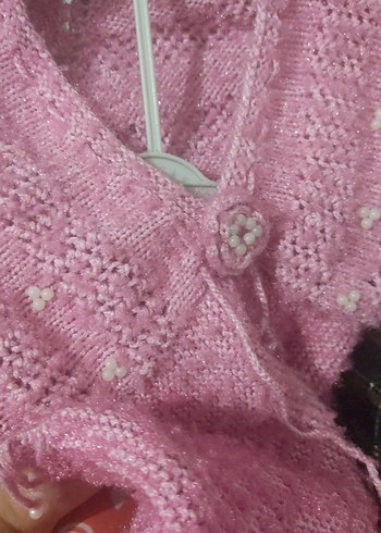 Kız Çocuk Pembe Örgü Bohem Panço - Görsel 3