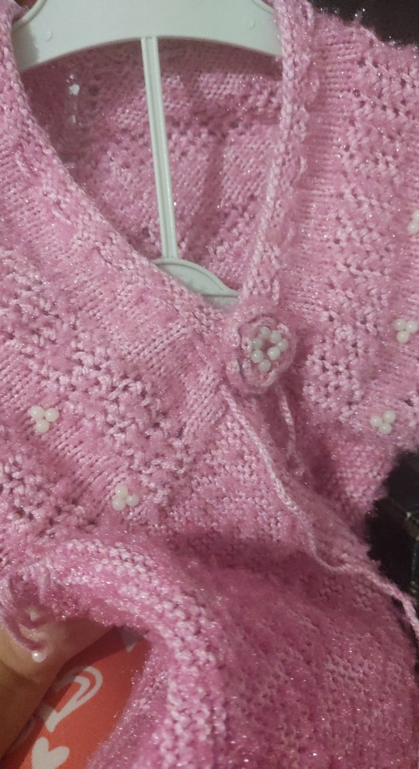 Kız Çocuk Pembe Örgü Bohem Panço - Görsel 3