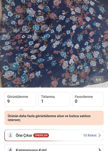 Mavi Bohem Kadın Şal Çiçek Desenli