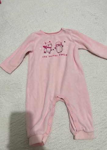 Pembe Baskılı Bebek Kız Tulumu