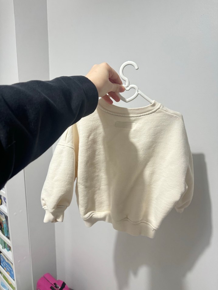 Kız Çocuk Düğmeli krem Sweatshirt ceket - Görsel 3