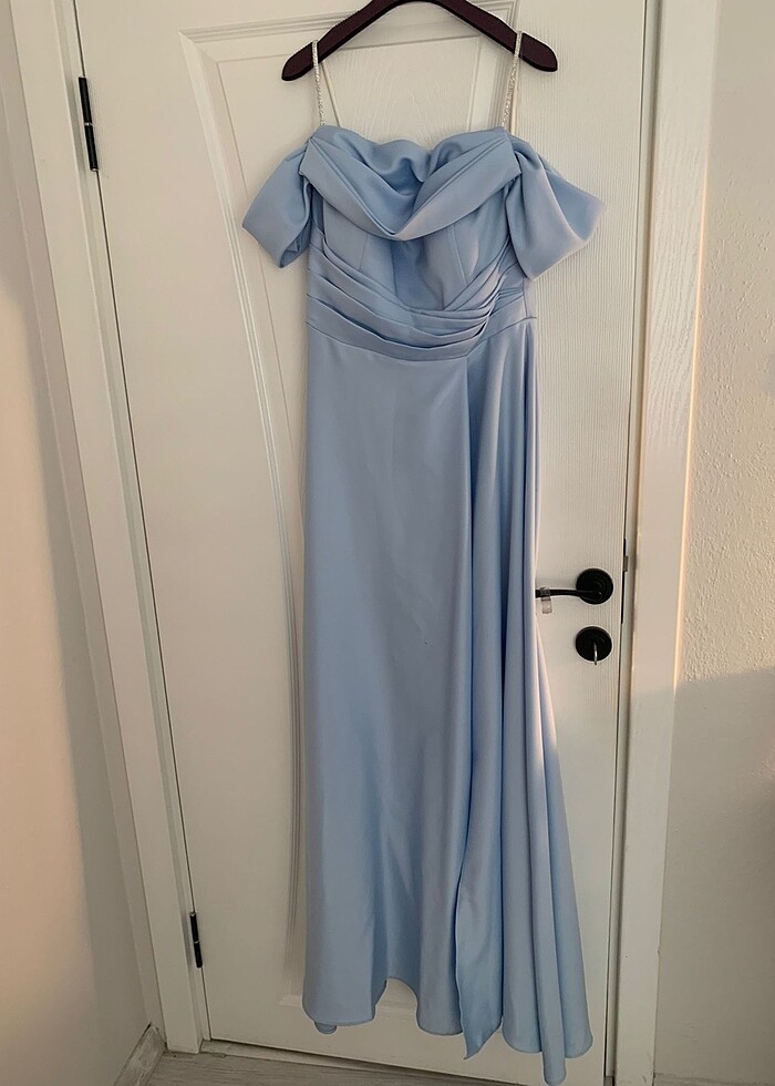 Bebe mavisi uzun abiye - Görsel 2