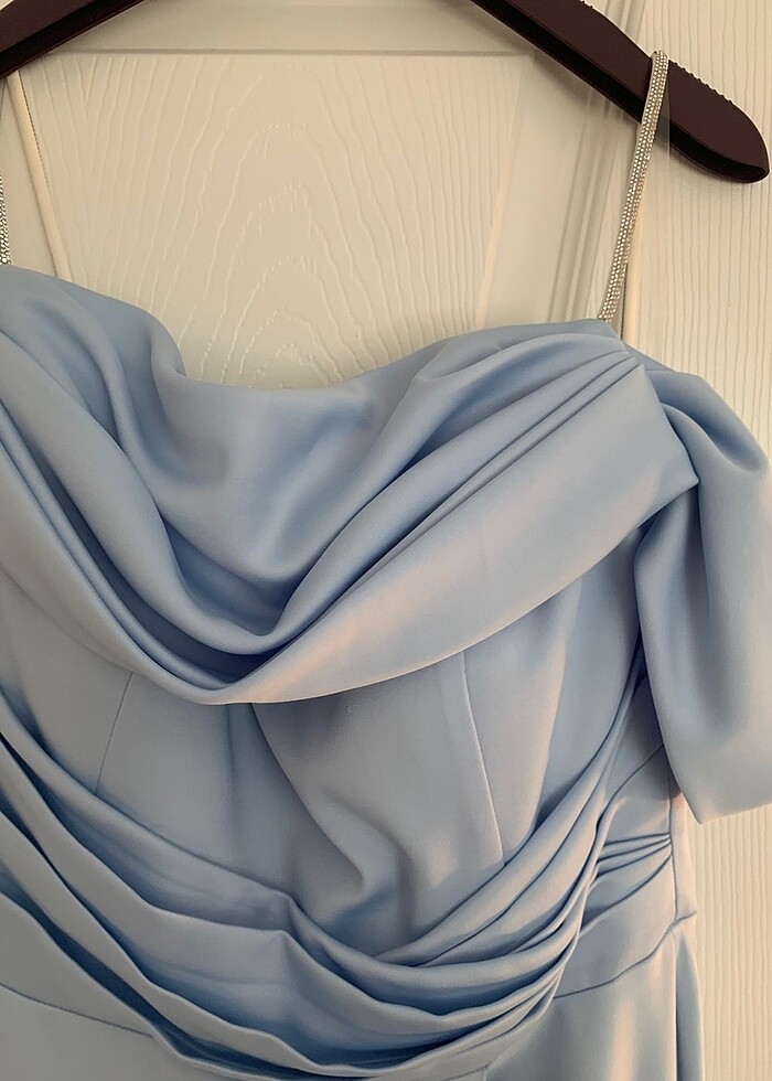 Bebe mavisi uzun abiye - Görsel 4