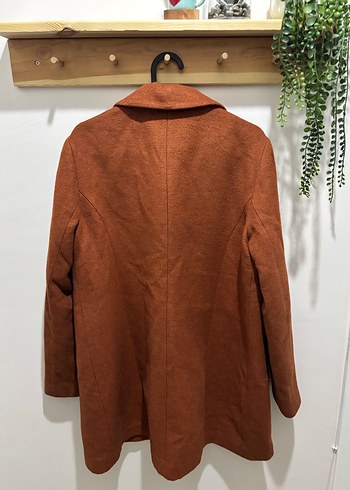 Düğmeli Kahverengi kiremit Kadın Kaban - Görsel 2