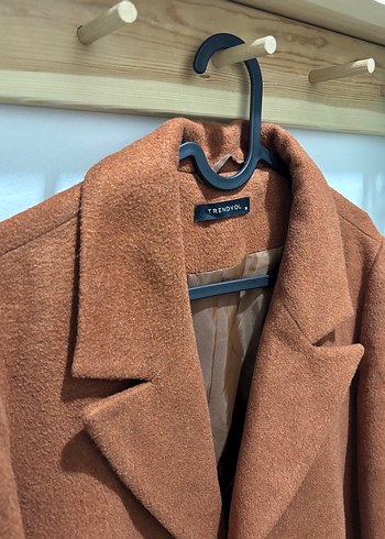 Düğmeli Kahverengi kiremit Kadın Kaban - Görsel 3