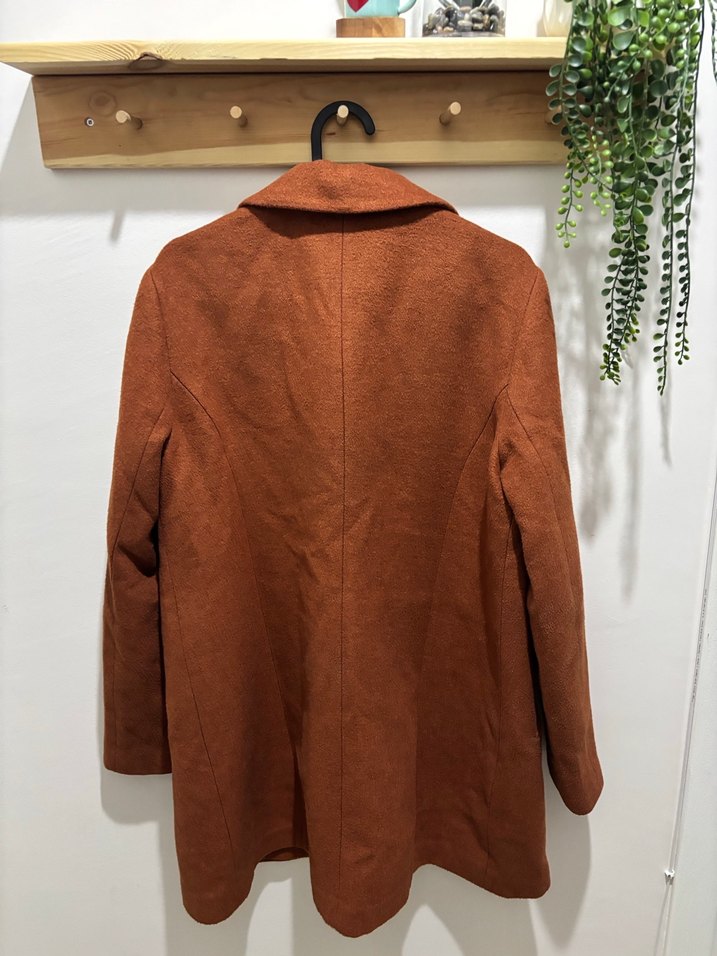 Düğmeli Kahverengi kiremit Kadın Kaban - Görsel 2