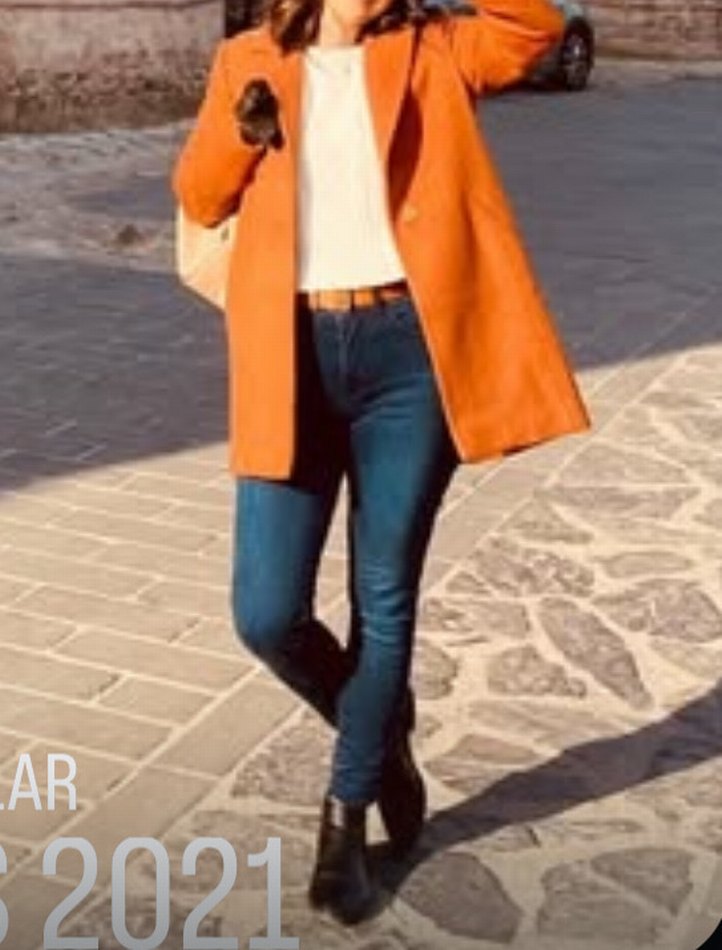 Düğmeli Kahverengi kiremit Kadın Kaban - Görsel 4