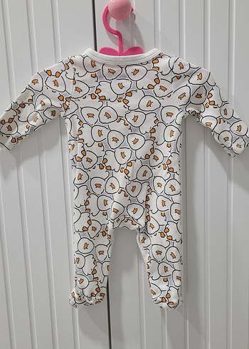 Beyaz Baskılı Uzun Kollu Bebek Tulum - Görsel 2