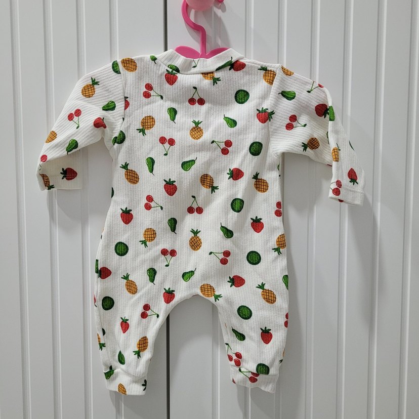 Renkli Desenli Beyaz Bebek Kız Tulum - Görsel 3