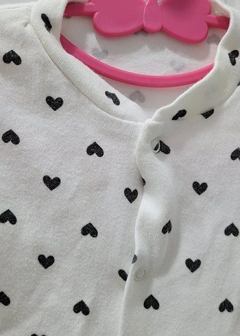 Beyaz Kalp Desenli Bebek Kız Tulum - Görsel 2