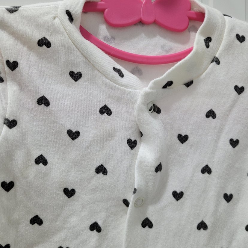Beyaz Kalp Desenli Bebek Kız Tulum - Görsel 2