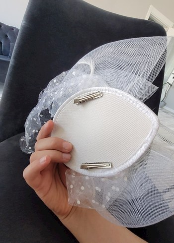 Dantel Detaylı Beyaz Vintage Gelin Şapkası - Görsel 5