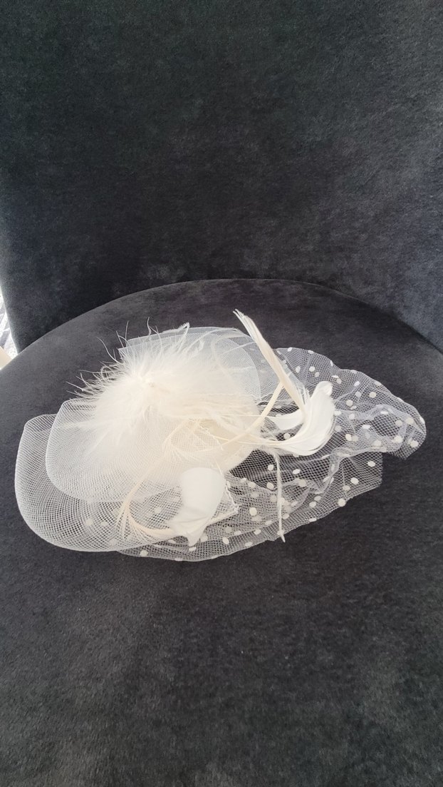 Dantel Detaylı Beyaz Vintage Gelin Şapkası - Görsel 2