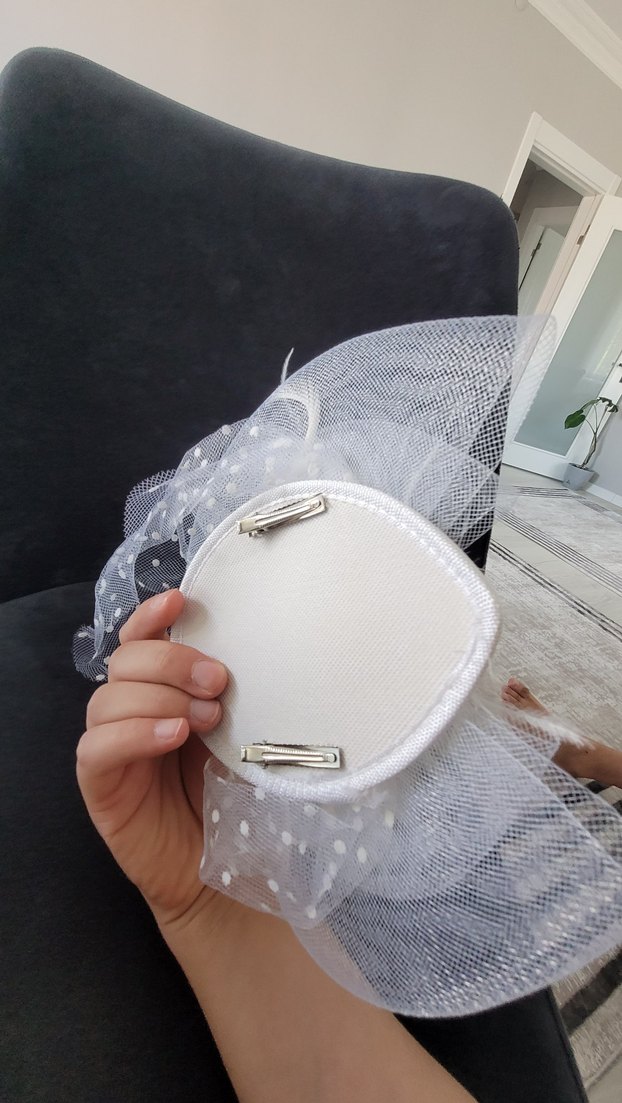 Dantel Detaylı Beyaz Vintage Gelin Şapkası - Görsel 4