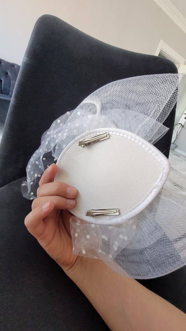 Dantel Detaylı Beyaz Vintage Gelin Şapkası - Görsel 5