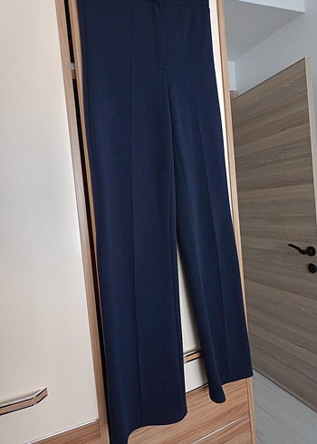 l Beden Lacivert yuksek bel yumusacik Kadın Kumaş Pantolon