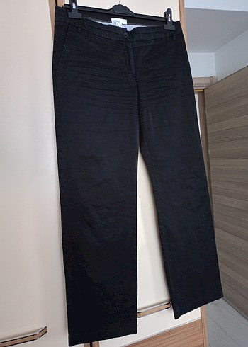 xl Beden Siyah Kadın orjinal mango bol paca kumas pantolon normal bel