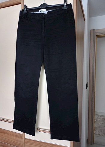Mango Siyah Kadın orjinal mango bol paca kumas pantolon normal bel