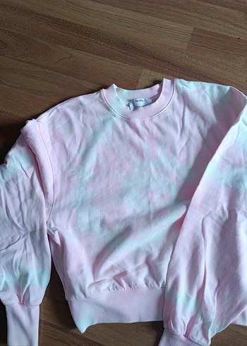 s Beden Pembe Batik Desenli Kadın Sweatshirt