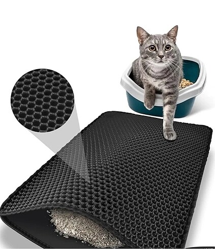 Büyük Boy Siyah Elekli Kedi Tuvaleti paspası - Kolay Kum Boşaltı - Görsel 2