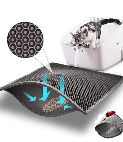 Büyük Boy Siyah Elekli Kedi Tuvaleti Paspası - Kolay Kum Boşaltı - Görsel 3