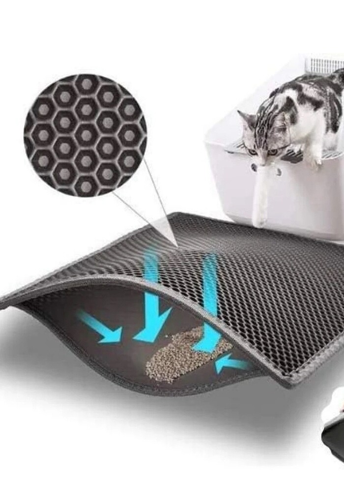 Büyük Boy Siyah Elekli Kedi Tuvaleti Paspası - Kolay Kum Boşaltı - Görsel 3