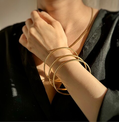  Beden ÇELİK GOLD 3LÜ AJDA BİLEZİK