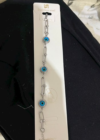 Zincir Detaylı Mavi Nazar Boncuğu Bileklik - Görsel 2