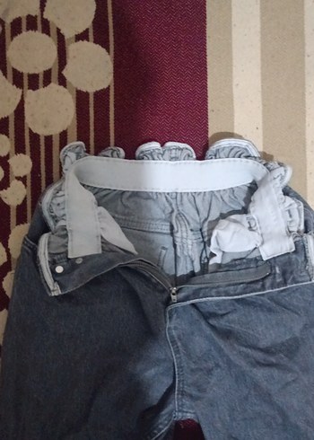 l Beden Düğmeli Bağlama Desenli Salaş Kadın Kot Pantolon