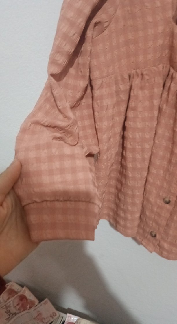 Bej Mini Keten Düğmeli Bohem Bluz - Görsel 3