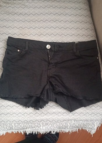 Siyah Düğmeli Kadın Denim Mini Şort - Görsel 3