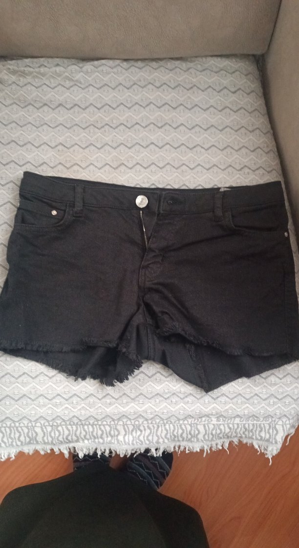 Siyah Düğmeli Kadın Denim Mini Şort - Görsel 3