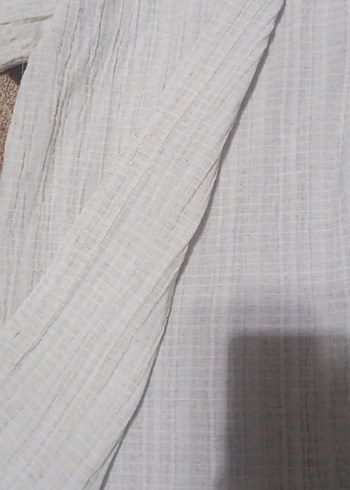 Kadın Keten Kısa Kollu Beyaz Gömlek - Görsel 3