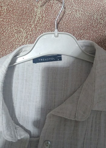 Kadın Keten Kısa Kollu Beyaz Gömlek - Görsel 2